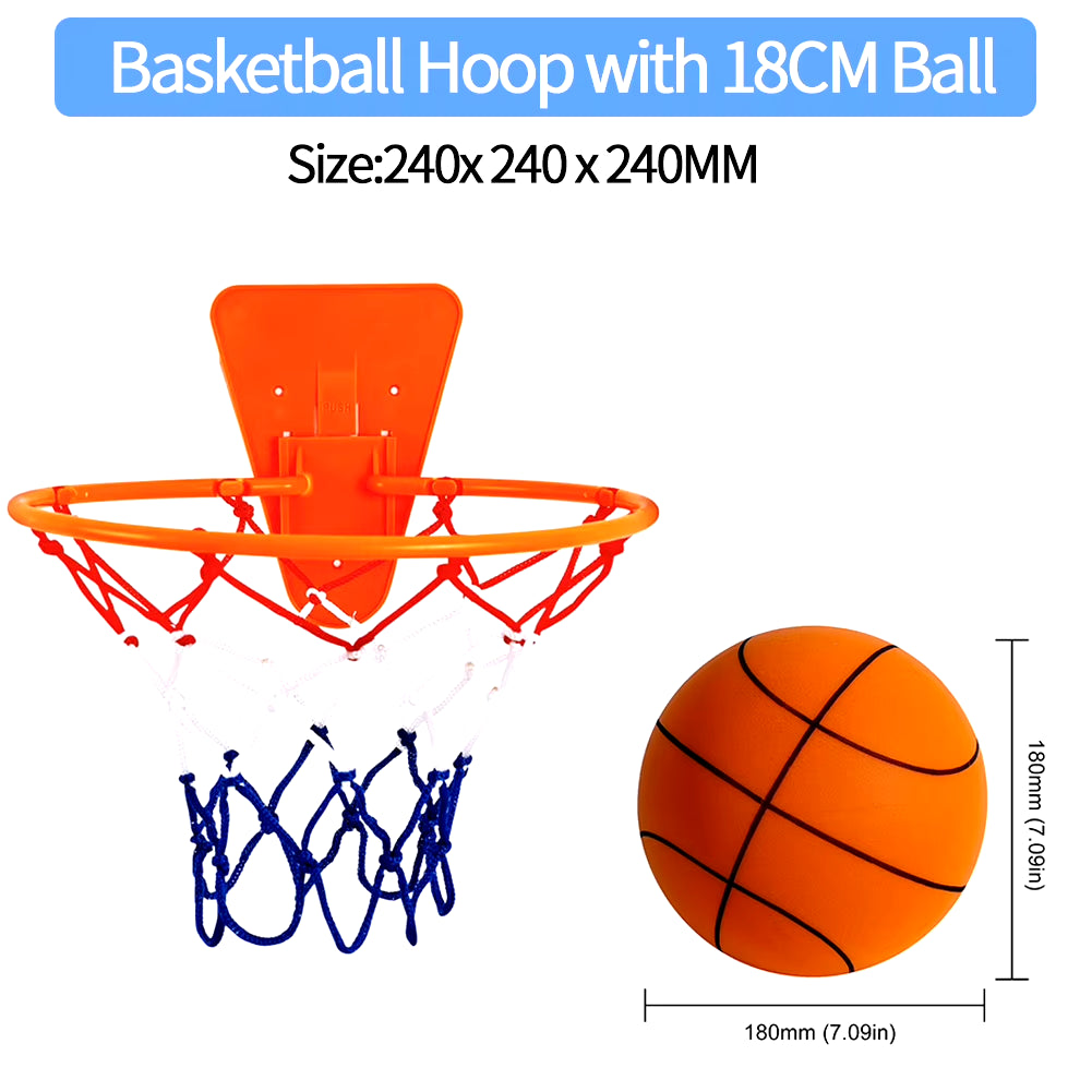 18/21/24CM Kids Bouncing Mute Ball High-Resilience Mute Dribbling Basketball Training Foam Ball 1-2Pcs Basketball Hoop Orange