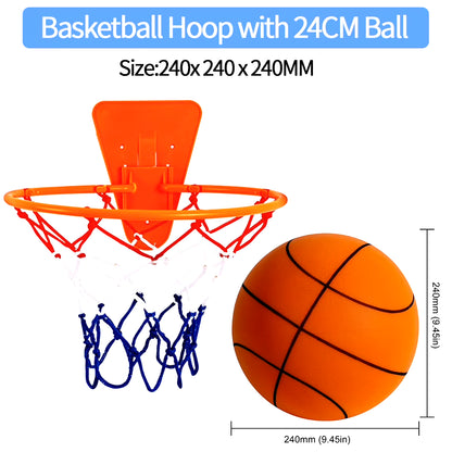 18/21/24CM Kids Bouncing Mute Ball High-Resilience Mute Dribbling Basketball Training Foam Ball 1-2Pcs Basketball Hoop Orange